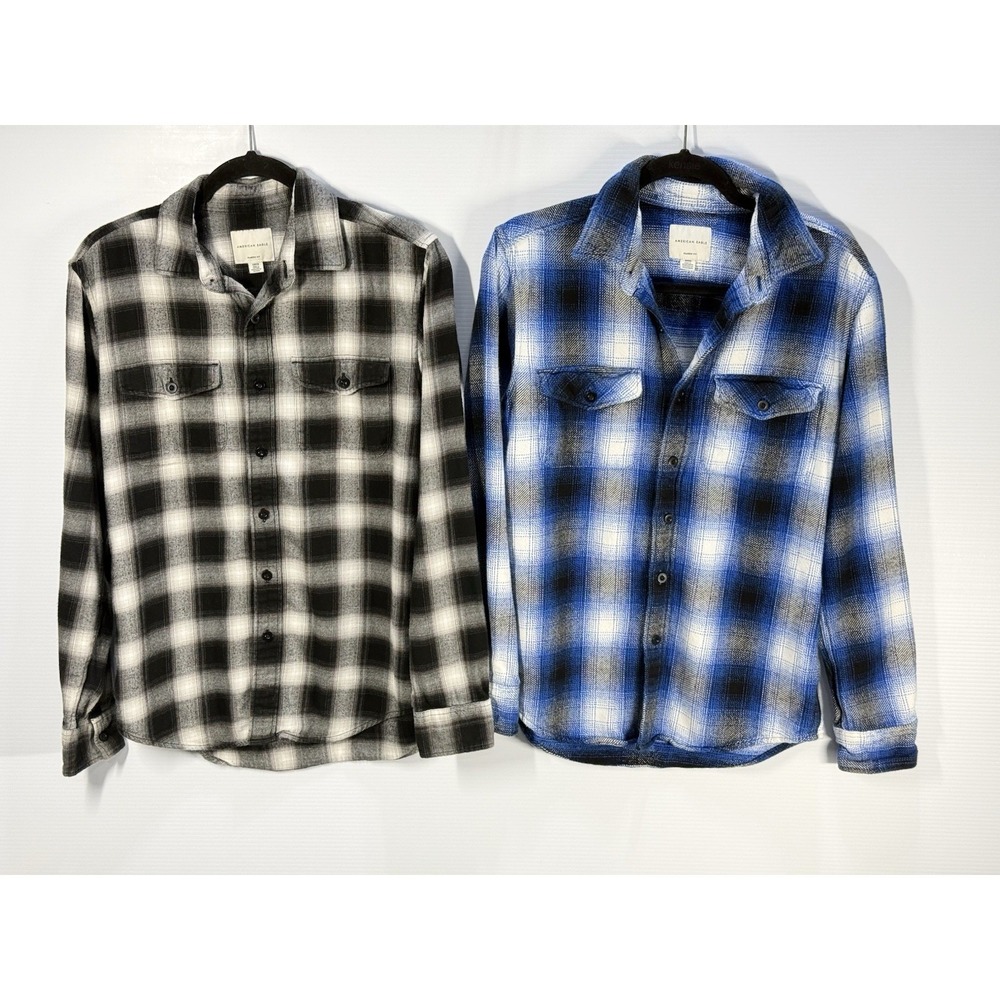 American Eagle Shirt Men Small Classic Fit Bundle of 2 - Plaid Flannel Button Up